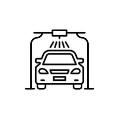 Car Wash Icon Automated Washing System with Water Spraying Down