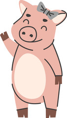 Happy Piglet Cartoon Character