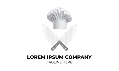 Chef Hat and Crossed Knives Logo for Restaurant