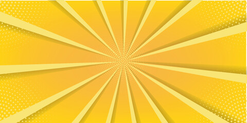 Yellow abstract background with light of sunburst. yellow starburst with halftone