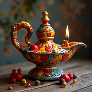 Aladdin festival decorative hand-crafted oil colorful clay lamp