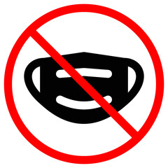 Face Mask Not Allowed Sign in Red Circle Indicating Prohibition