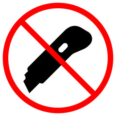 Cutting tool forbidden symbol with cutter in a red circle