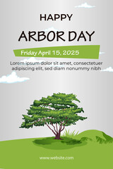 Flat arbor day vertical poster template