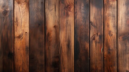 Naklejka premium A detailed close-up view of dark wooden planks highlights the rich texture and grain patterns, evoking feelings of warmth and rustic charm in any interior design.