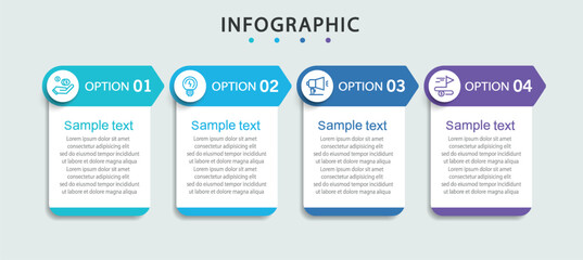 Business infographic design template with 4 options, steps or processes. Can be used for workflow layout, diagram, annual report, web design	