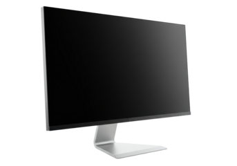 Isolated Modern Computer Monitor with Silver Stand