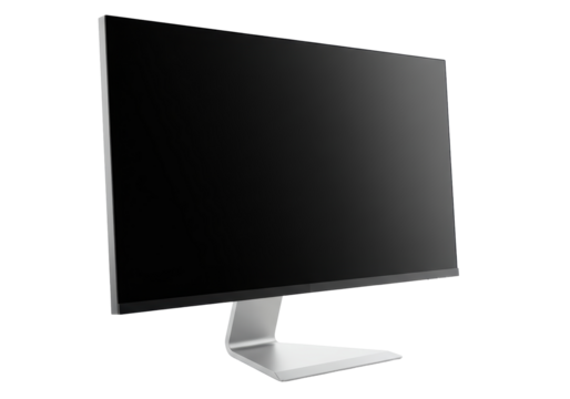 Isolated Modern Computer Monitor with Silver Stand