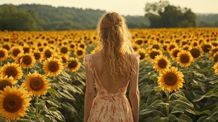Woman in a sunflower field