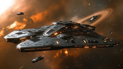 Massive spaceship in deep space