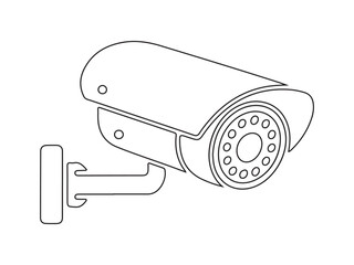 Set of Black Silhouette Security Camera Icons on White Background