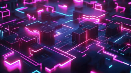 Abstract neon circuit board design