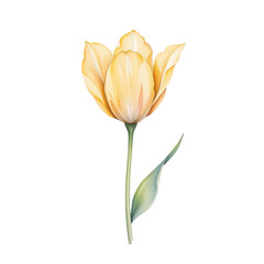Blooming yellow tulip botanical garden floral illustration natural light close-up beauty in nature