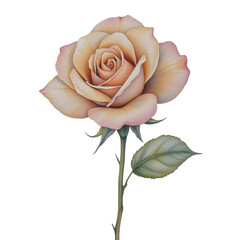 Blooming rose illustration botanical art digital artwork soft pastel colors close-up nature beauty