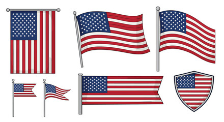 United States Flags Depicting Patriotism of the Nation and Independence