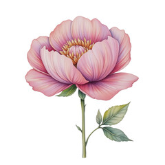 Beautiful pink peony flower illustration nature digital artwork calm environment close-up view floral design