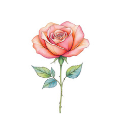 Delicate rose flower illustration nature artwork botanical isolated view beauty and elegance