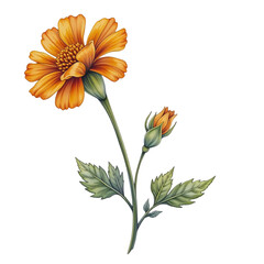 Vibrant orange flower in nature botanical illustration close-up artistic representation floral design