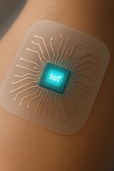 IoT chip embedded in a skin patch for advanced monitoring and connectivity
