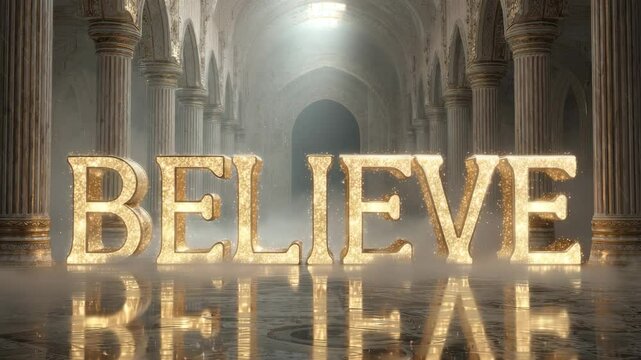 Golden Believe Word in Fantasy Hall
