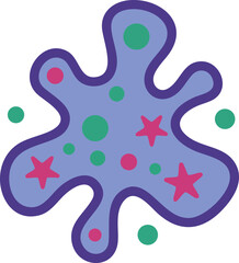 Obraz premium Abstract blue amoeba shape with colorful green and red dots vector illustration 
