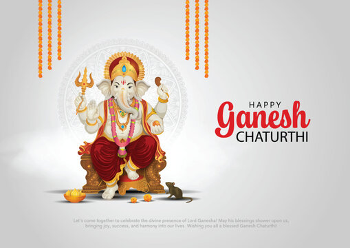 Creative illustration of Lord Ganpati background for Happy Ganesh Chaturthi. festival celebration of India.