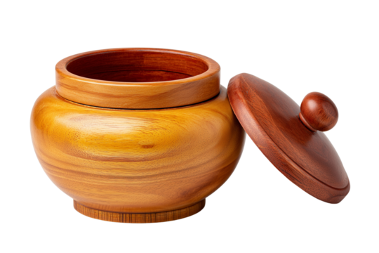 Wooden lidded container with turned knob
