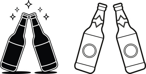 Cheers! Two beer bottles clinking in celebration.