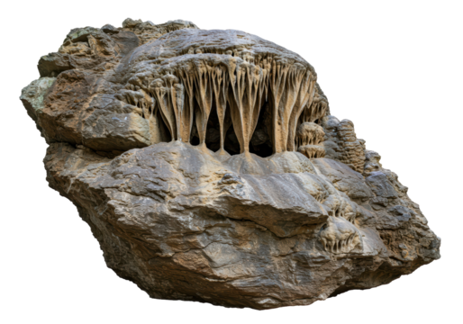 Isolated Eroded Rock Formation with Stalactite-like Structures