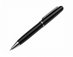 3D Render of Black Ballpoint Pen on White Background