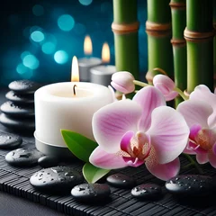 spa stones and orchid
