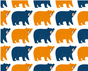 Cute walking bears. A seamless pattern.