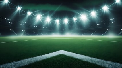 Empty night stadium green field soccer football