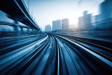 Fototapeta premium City rail tracks blur at speed