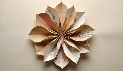 Fototapeta premium Circular art composition made of washi paper and fabric