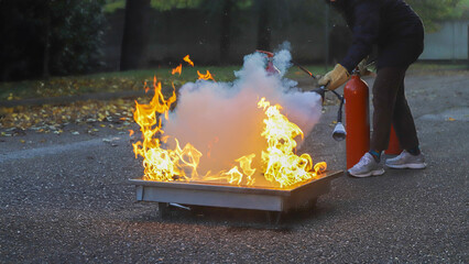 corporate safety - exercise during a firefighting course