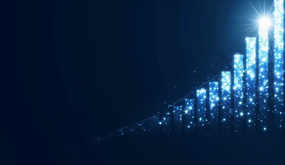 Obraz premium Ascending Bar Graph with Sparkling Effects on Dark Background