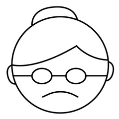 Angry Old Women Face Cartoon Icon