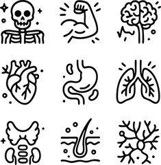 Comprehensive Human Anatomy Flat Icon Set for Medical and Educational Use