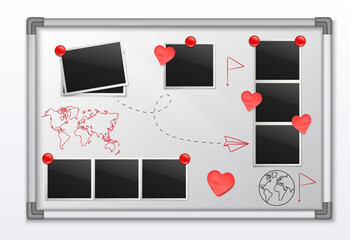 Vision Board Realistic composition with Travel notes and hearts
