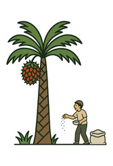 man on a palm tree agriculture