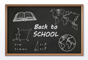 Back to School Blackboard Realistic composition