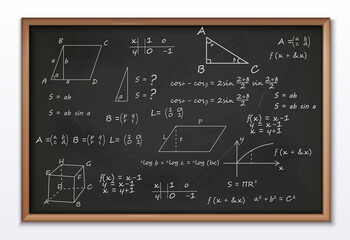 Plakat Mathematics Blackboard Vision Board Realistic composition