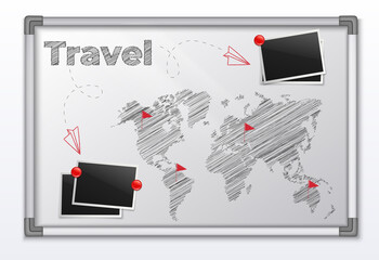 Travel Vision Board Realistic composition