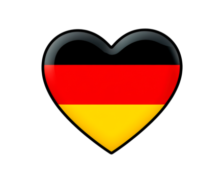 Heart-shaped German flag on transparent background, PNG