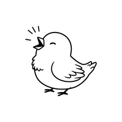 Fototapeta premium Lined Icon of Baby Bird with Short Beak Chirping and Head Turned Back
