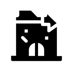 Icon of a damaged building to signify destruction or disrepair