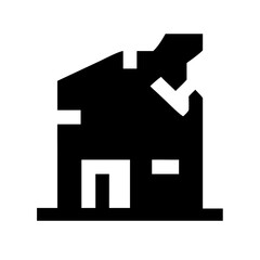 Icon of a damaged building to signify destruction or disrepair