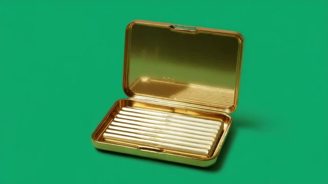 Gold cigarette case with cigarettes