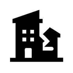 Icon of a damaged building to signify destruction or disrepair